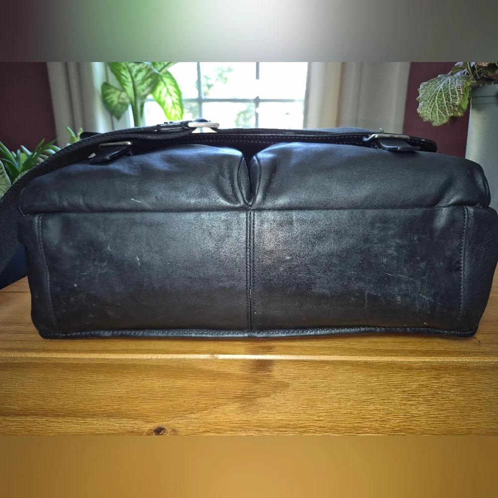 Vintage Coach Black‎ Flatiron II Pebbled Leather Messenger Bag D04S-5747 - Picture 8 of 15